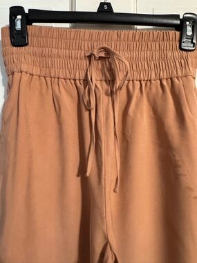 Smocked Waist Relaxed Trousers in Camel